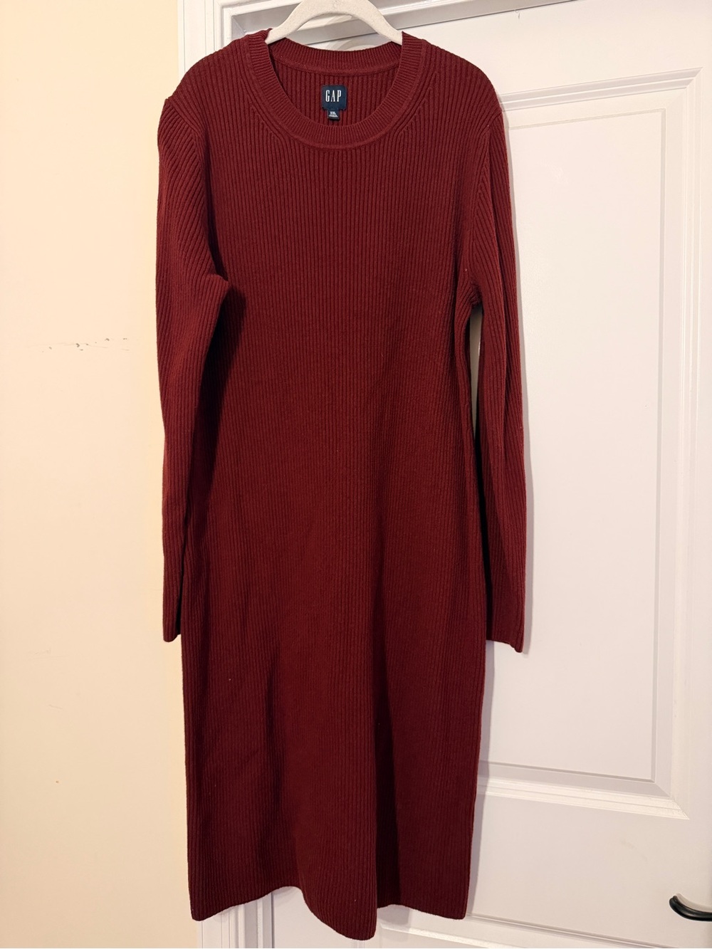 GAP Burgundy Ribbed Long Sleeve Knit Dress
